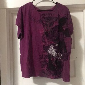 3/$50 Walt Disney World Plus Size Magenta Embellished Minnie Mouse Tshirt 2XL